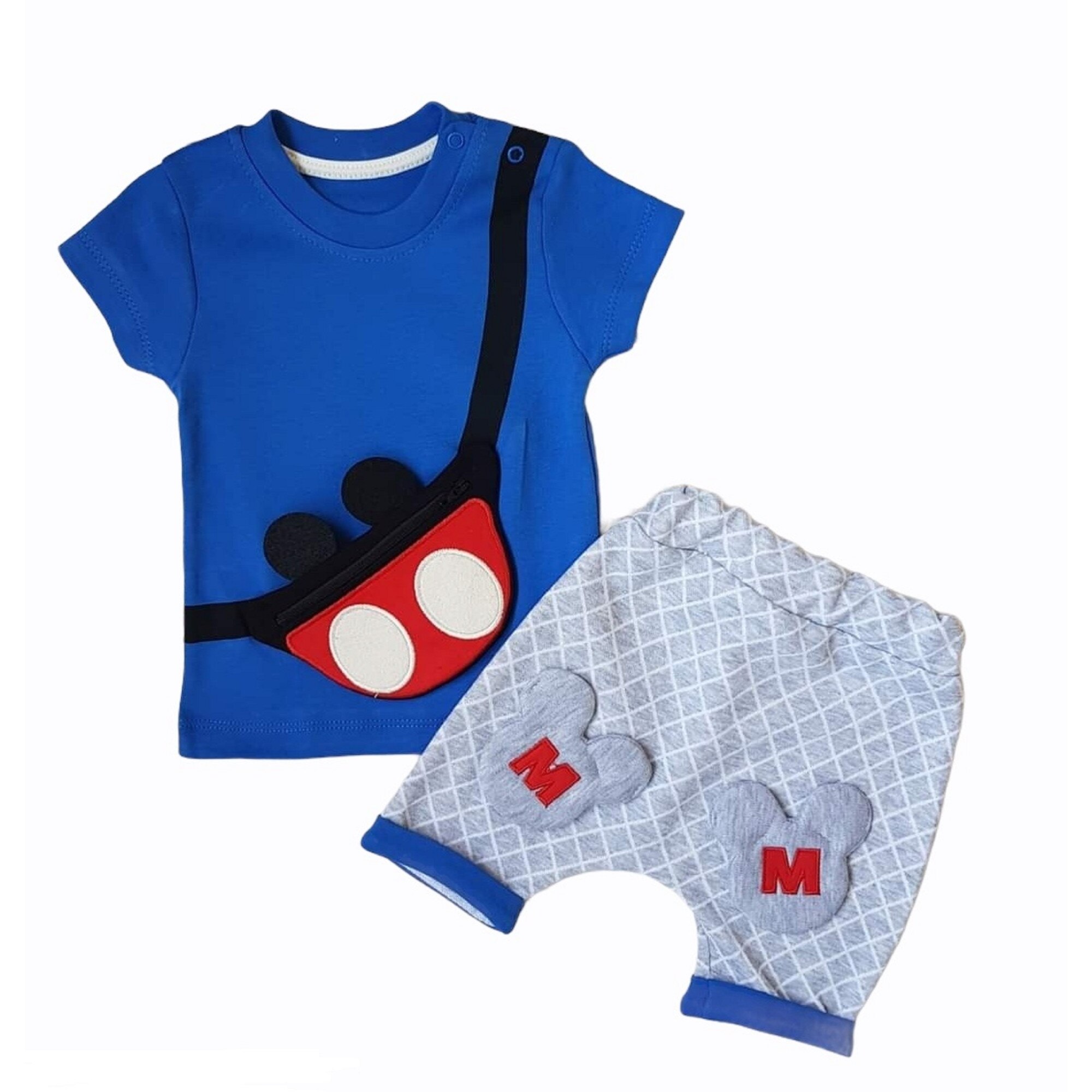Compleu Mickey 2 piese de bumbac Albastru