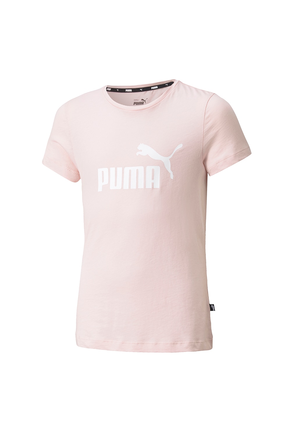 Puma, Tricou din bumbac cu logo Essentials, Roz pal/Alb