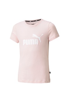 Puma, Tricou din bumbac cu logo Essentials, Roz pal/Alb Puma, Tricou din bumbac cu logo Essentials, Roz pal/Alb