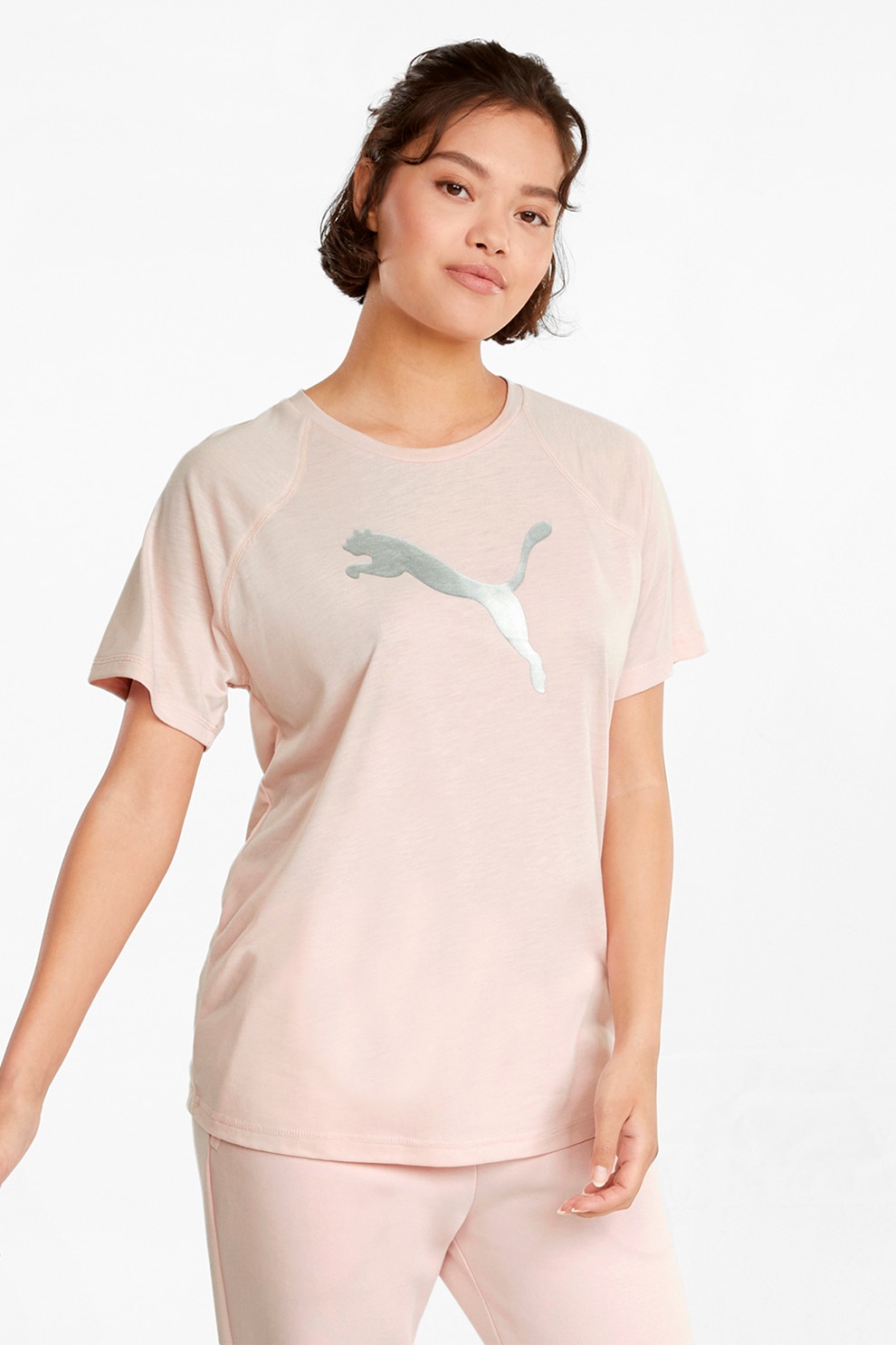 Puma, Tricou relaxed fit Evostripe, Roz prafuit/Argintiu