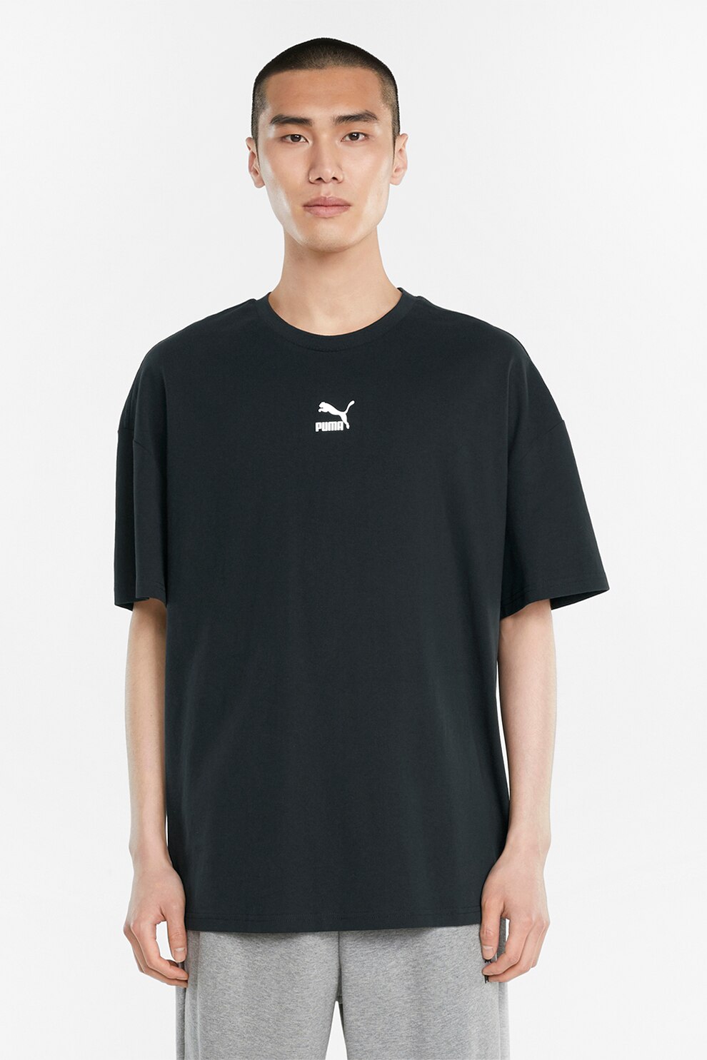 Puma, Tricou lejer cu decolteu la baza gatului, Negru
