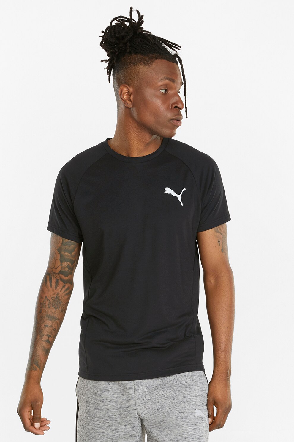 Puma, Tricou slim fit pentru fitness Evostripe, Negru