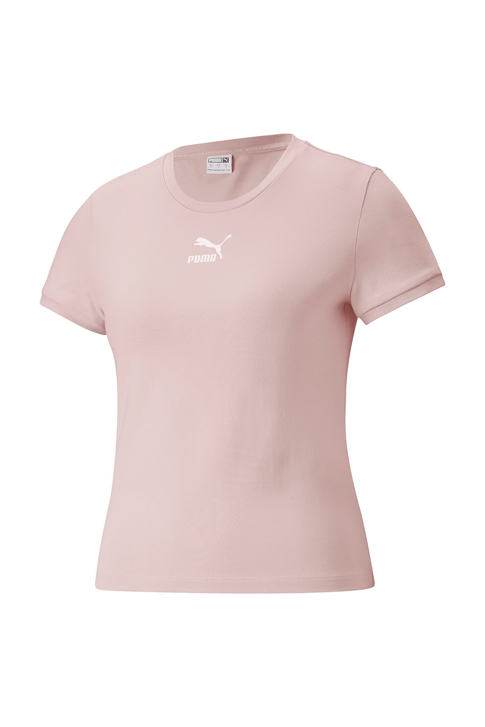 Puma, Tricou slim fit cu logo Classics, Roz prafuit