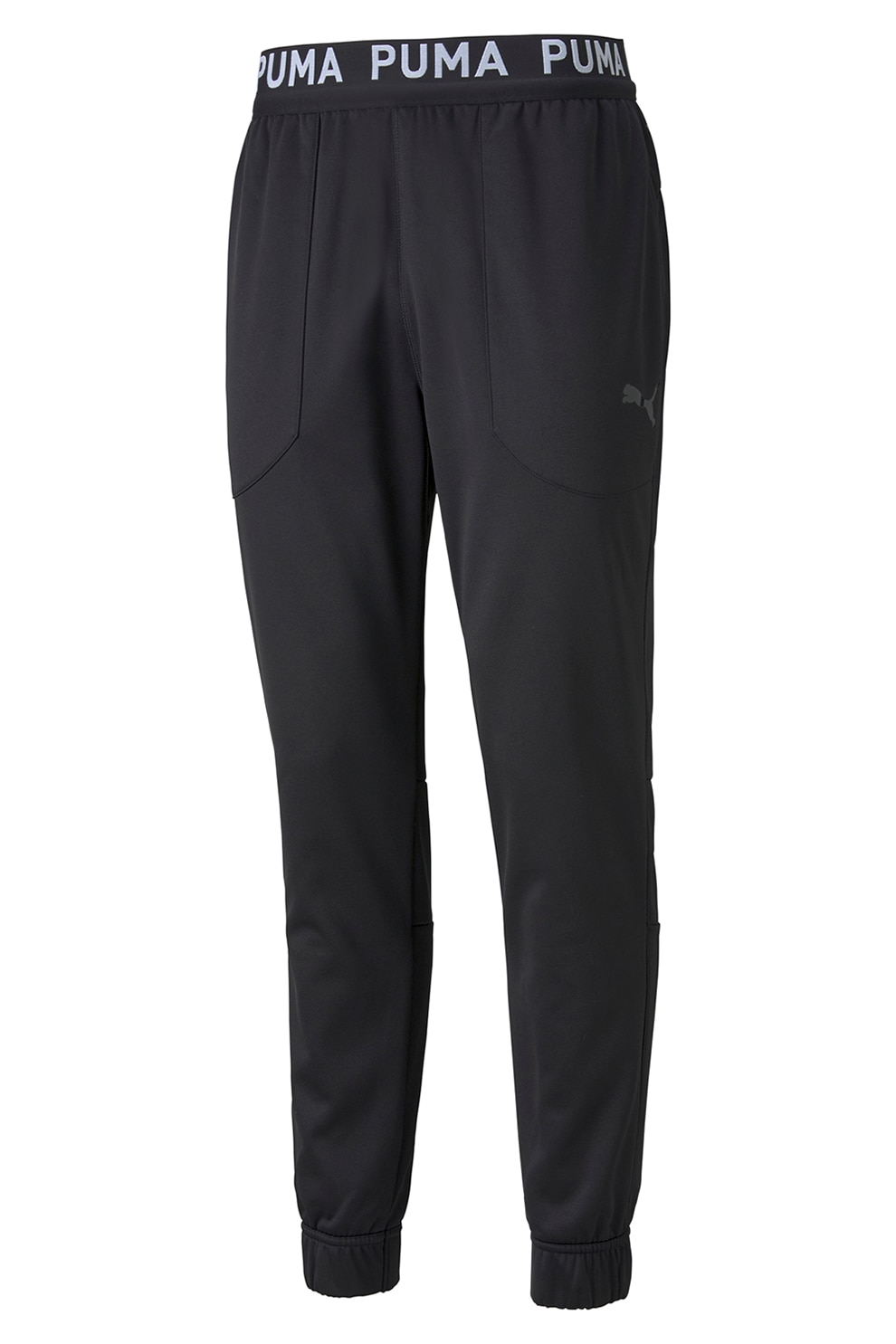 Puma, Pantaloni cu banda logo, pentru fitness, Negru