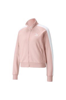 Puma, Bluza sport cu fermoar Iconic T7, Roz pal/Alb Puma, Bluza sport cu fermoar Iconic T7, Roz pal/Alb