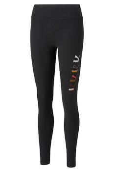 Puma, Colanti din amestec de bumbac cu imprimeu logo, Negru Puma, Colanti din amestec de bumbac cu imprimeu logo, Negru