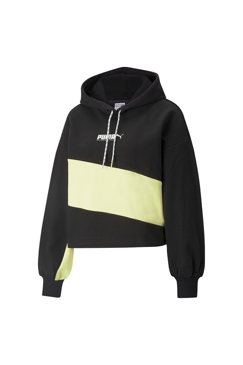 Puma, Hanorac cu model colorblock, Negru/Galben