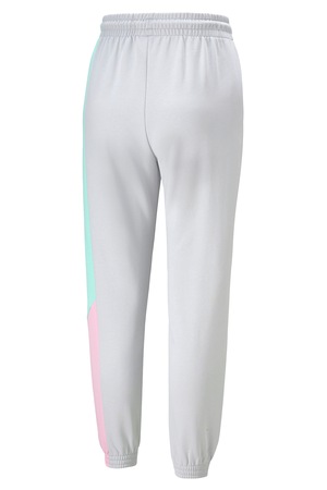 Puma, Спортен панталон с цветен блок, Светлосив/мента/розов, L