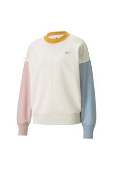 Puma, Bluza sport supradimensionata cu umeri cazuti Downtown, Alb fildes/roz prafuit/albastru prafuit Puma, Bluza sport supradimensionata cu umeri cazuti Downtown, Alb fildes/roz prafuit/albastru prafuit