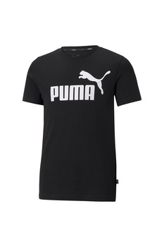 Puma, Tricou din bumbac cu logo Essentials, Negru/Alb Puma, Tricou din bumbac cu logo Essentials, Negru/Alb