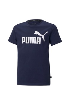 Puma, Tricou din bumbac cu logo Essentials, Bleumarin/Alb Puma, Tricou din bumbac cu logo Essentials, Bleumarin/Alb