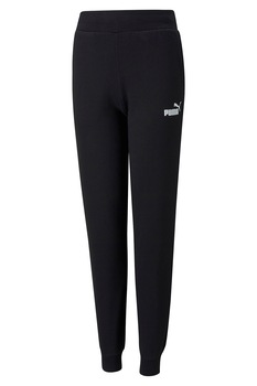 Puma, Pantaloni sport cu imprimeu logo Essesntial, Negru Puma, Pantaloni sport cu imprimeu logo Essesntial, Negru