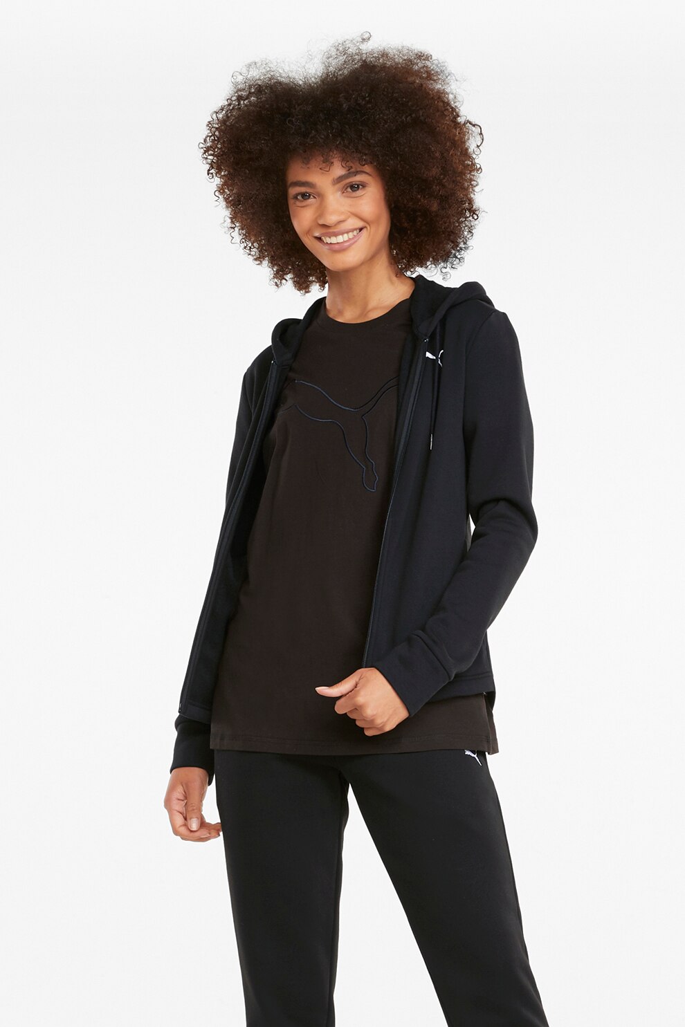 Puma, Trening cu gluga si imprimeu logo, Negru