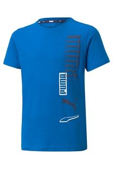 Puma, Tricou de bumbac cu imprimeu logo, Albastru Puma, Tricou de bumbac cu imprimeu logo, Albastru