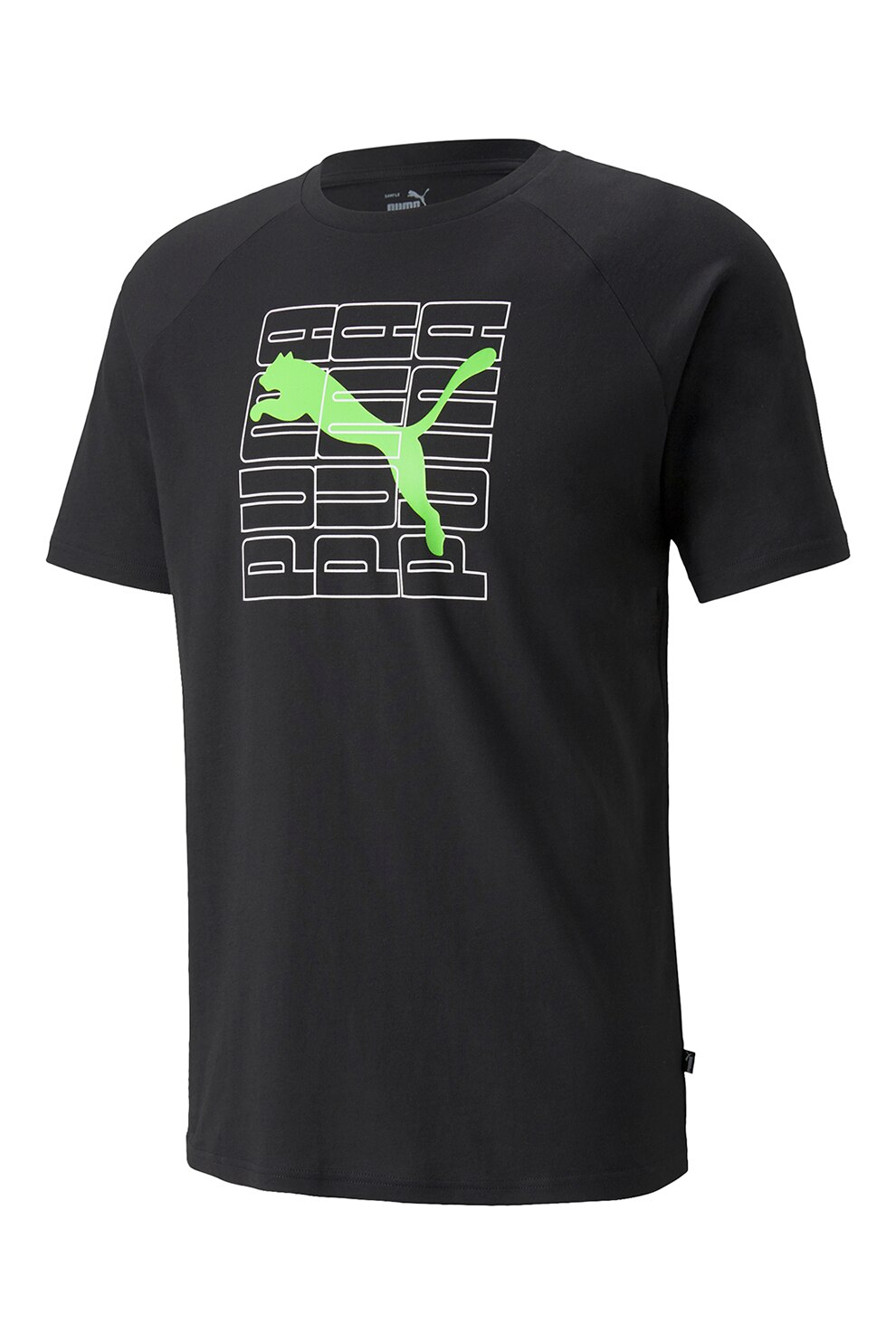 Puma, Tricou cu imprimeu logo si maneci raglan, Negru