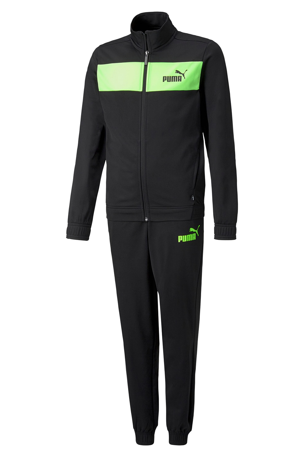 Puma, Trening cu fermoar si detalii logo, Negru, 104 CM Standard