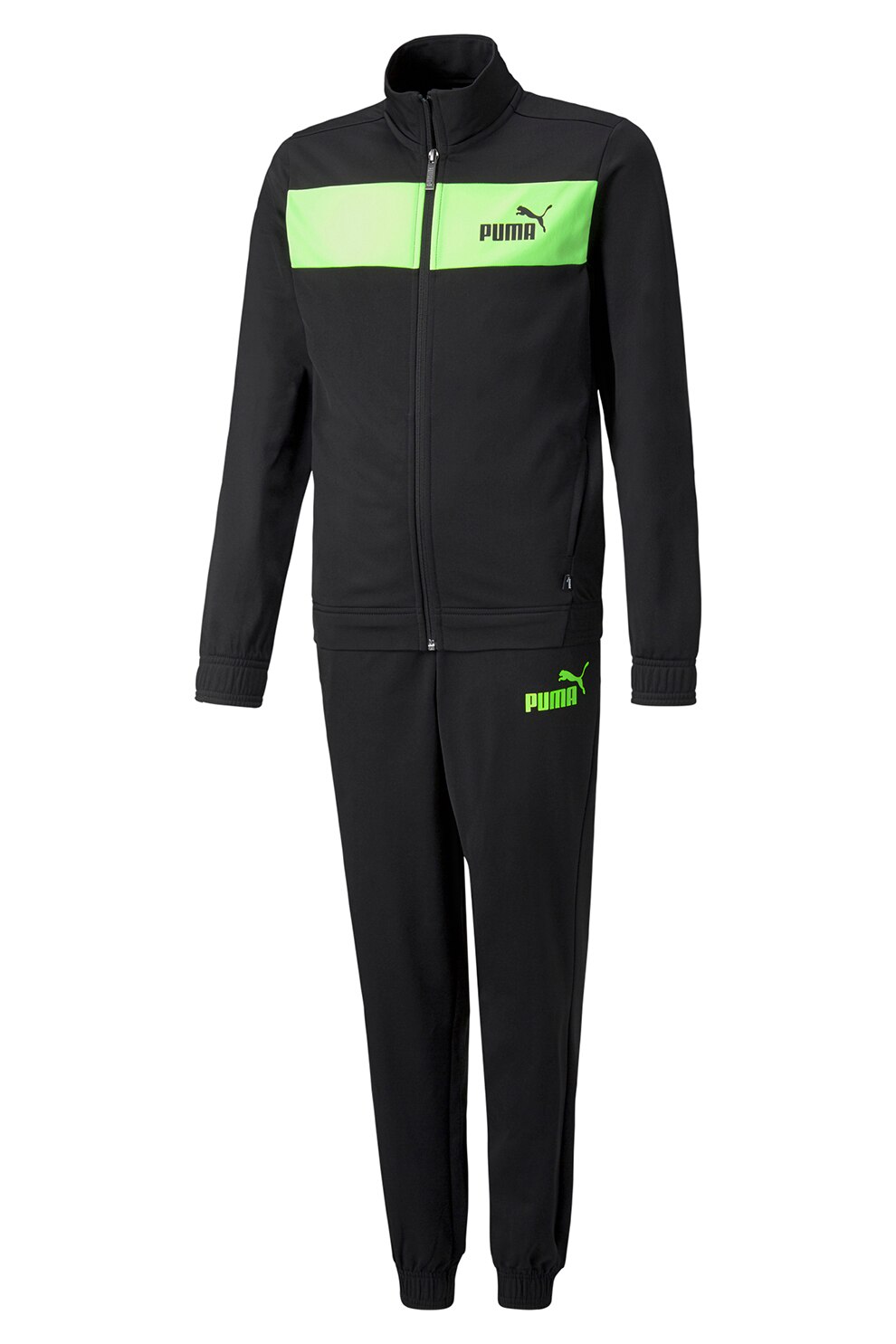 Puma, Trening cu fermoar si detalii logo, Negru, 110 CM Standard