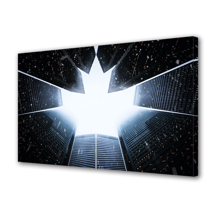 Tablou Canvas Premium, Art Star, Cer inconjurat de blocuri, Urban, Panza pe cadru de lemn, Decoratiuni Moderne pentru Casa, 20 x 30 cm