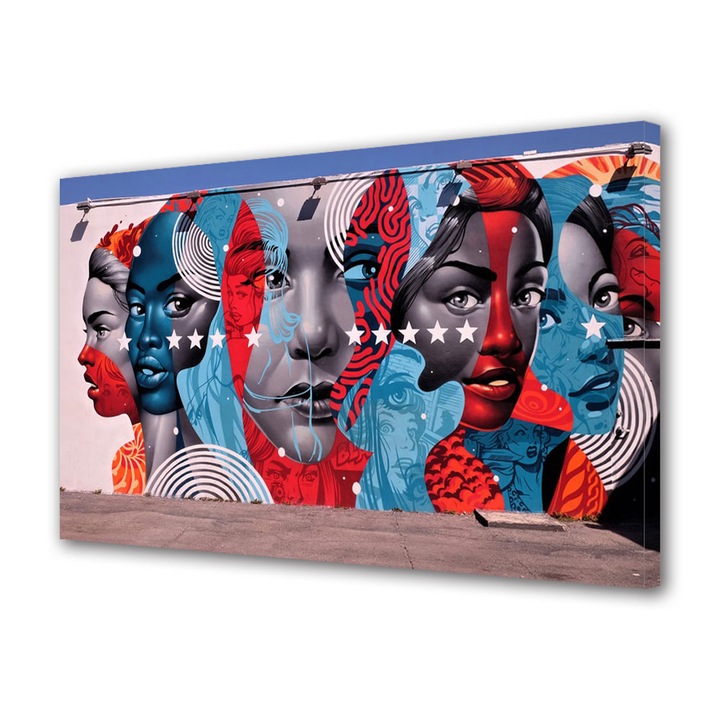 Tablou Canvas Premium, Art Star, Grafitti cu femei , Urban, Panza pe cadru de lemn, Decoratiuni Moderne pentru Casa, 30 x 45 cm