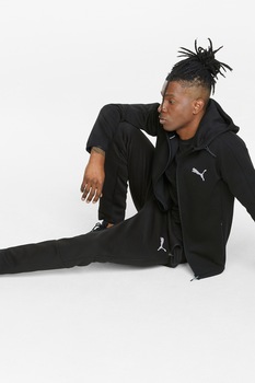 Puma, Hanorac cu fermoar si maneci raglan EvoStripe dryCELL, Negru Puma, Hanorac cu fermoar si maneci raglan EvoStripe dryCELL, Negru