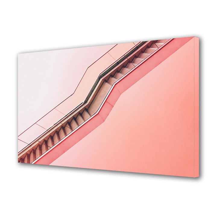 Tablou Canvas Premium, Art Star, Scari roz , Urban, Panza pe cadru de lemn, Decoratiuni Moderne pentru Casa, 20 x 30 cm