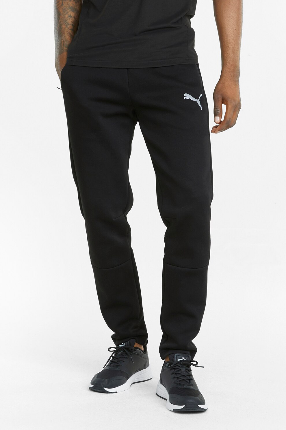 Puma, Pantaloni sport conici cu buzunare laterale EvoStripe dryCELL, Negru