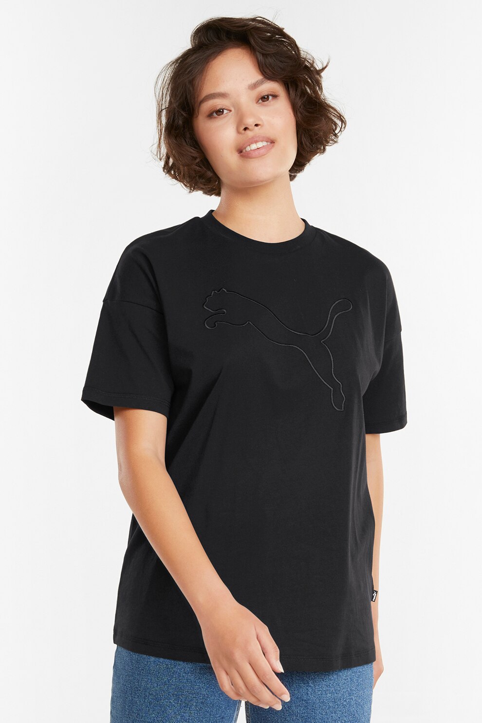 Puma, Tricou de bumbac cu detaliu logo HER, Negru