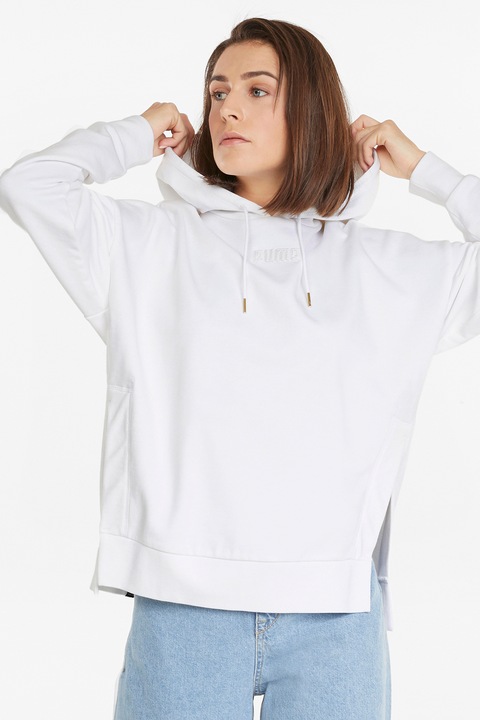 Puma, Суитшърт HER с качулка и странични цепки, Бял