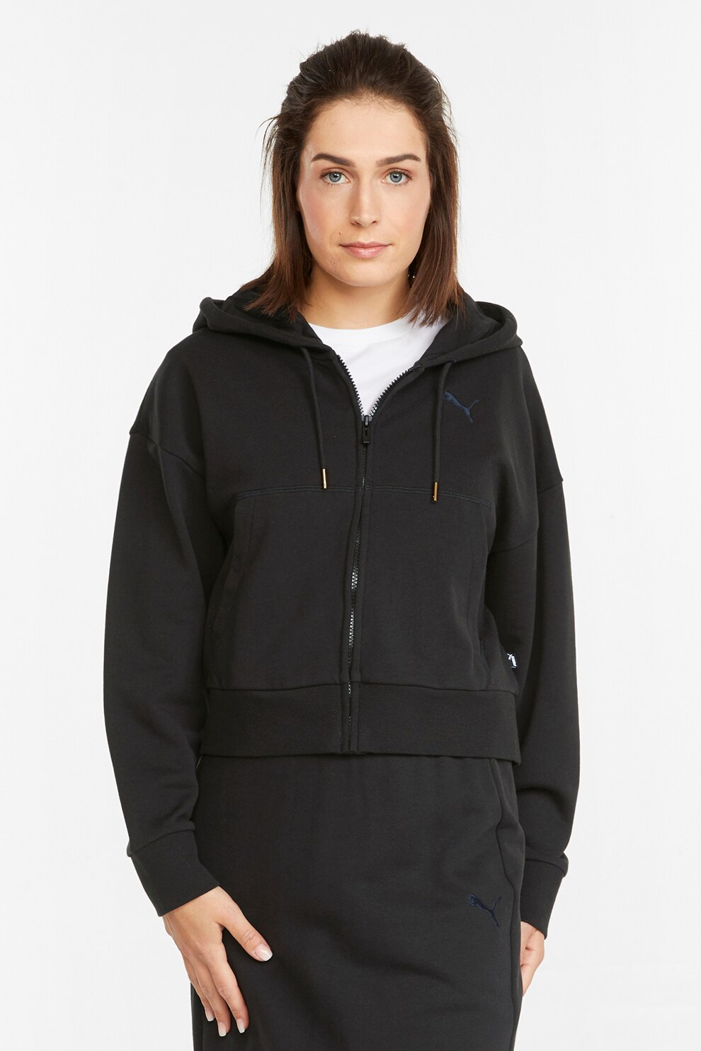 Puma, Hanorac de bumbac cu logo, Negru