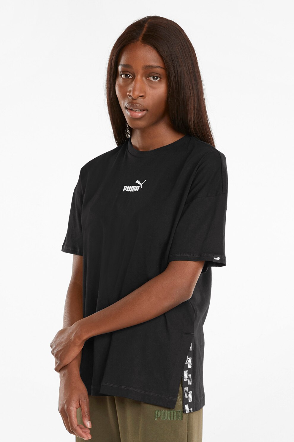 Puma, Tricou cu decolteu la baza gatului si logo, Negru