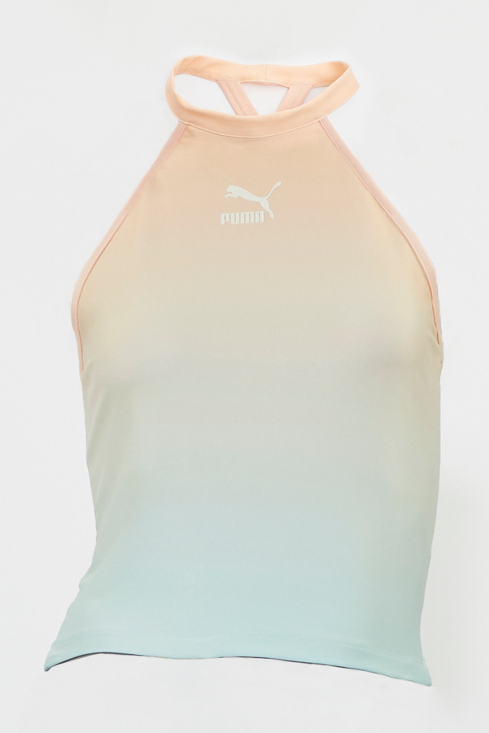 Puma, Top cu model halter si bretele incrucisate pe partea din spate, Roz pal/Verde pal