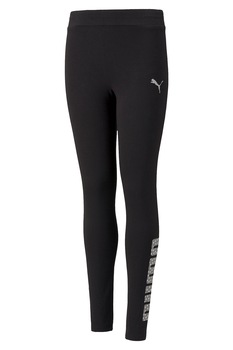 Puma, Colanti din amestec de bumbac cu imprimeu logo, Negru Puma, Colanti din amestec de bumbac cu imprimeu logo, Negru