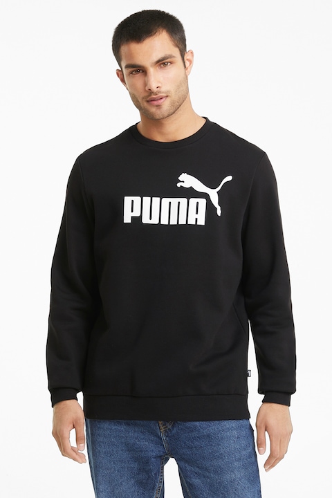 Puma, Essentials kerek nyakú logómintás pulóver, Fehér/Fekete