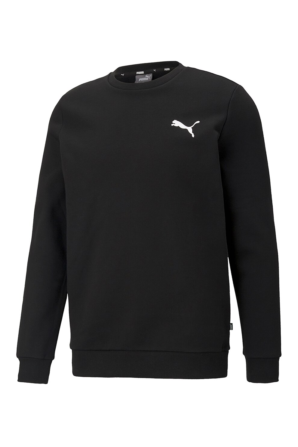 Puma, Bluza sport din amestec de bumbac cu decolteu la baza gatului, Negru