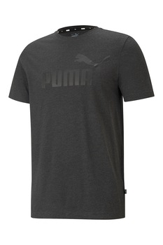Puma, Tricou cu decolteu la baza gatului si imprimeu logo Essentials, Gri inchis Puma, Tricou cu decolteu la baza gatului si imprimeu logo Essentials, Gri inchis
