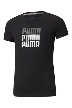 Puma, Tricou de bumbac cu imprimeu logo, Negru
