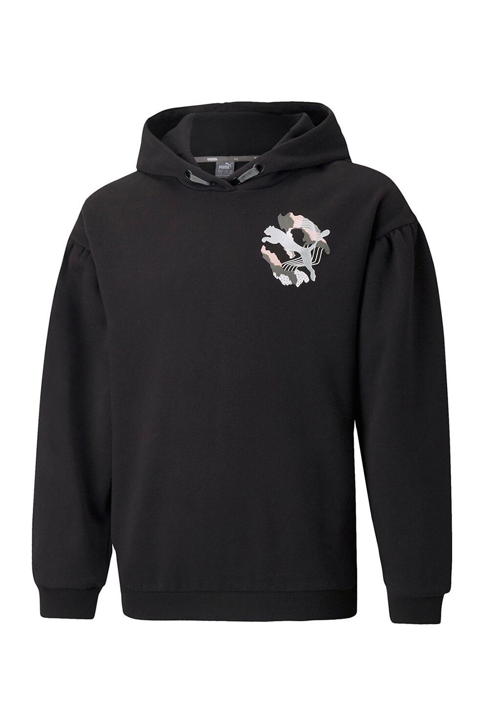 Puma, Hanorac din amestec de bumbac cu imprimeu logo, Negru