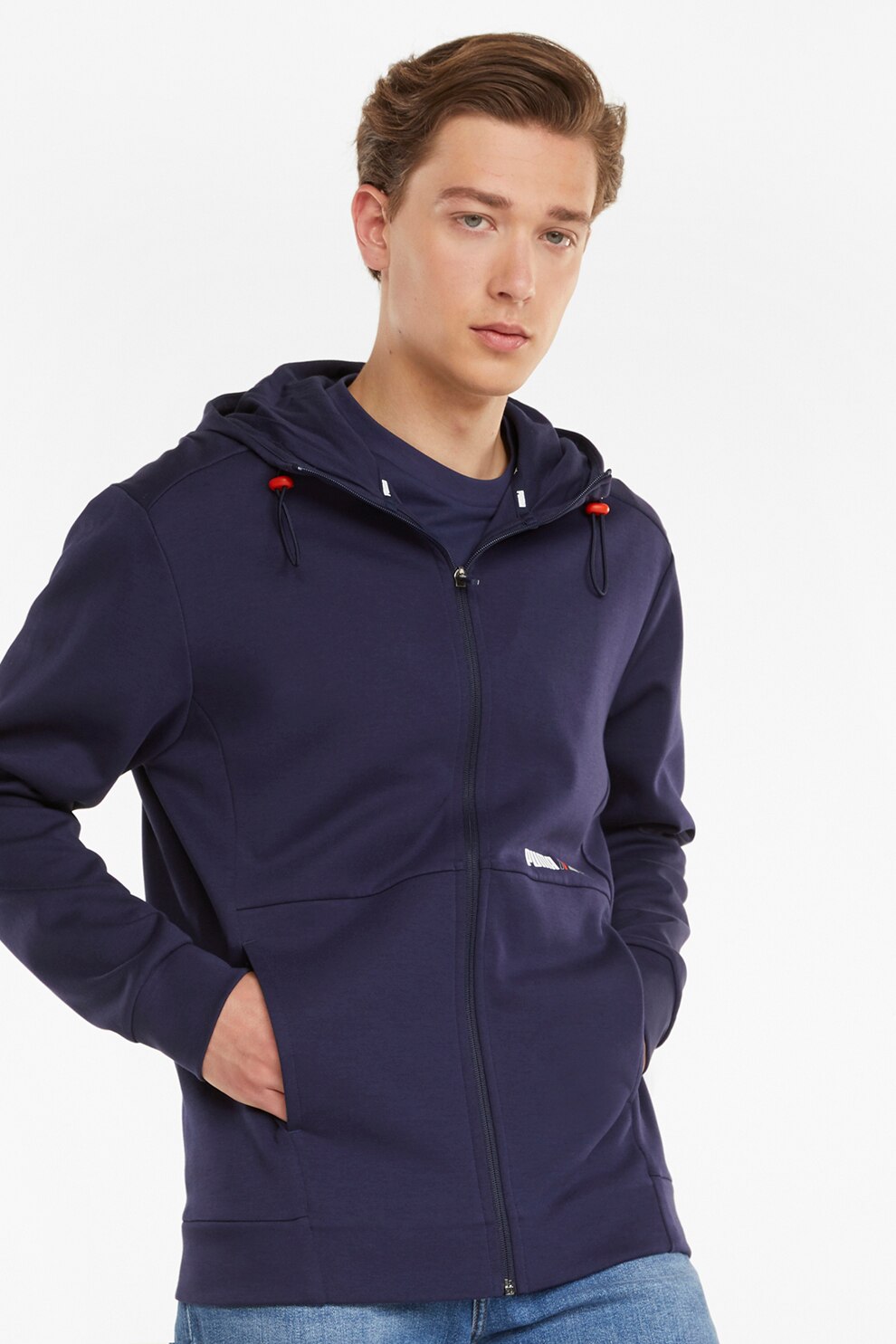 Puma, Hanorac cu fermoar si buzunare laterale, Bleumarin inchis