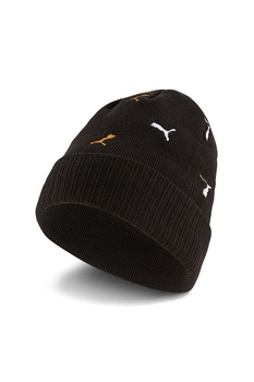 Puma, Caciula elastica cu logo brodat, Negru Puma, Caciula elastica cu logo brodat, Negru