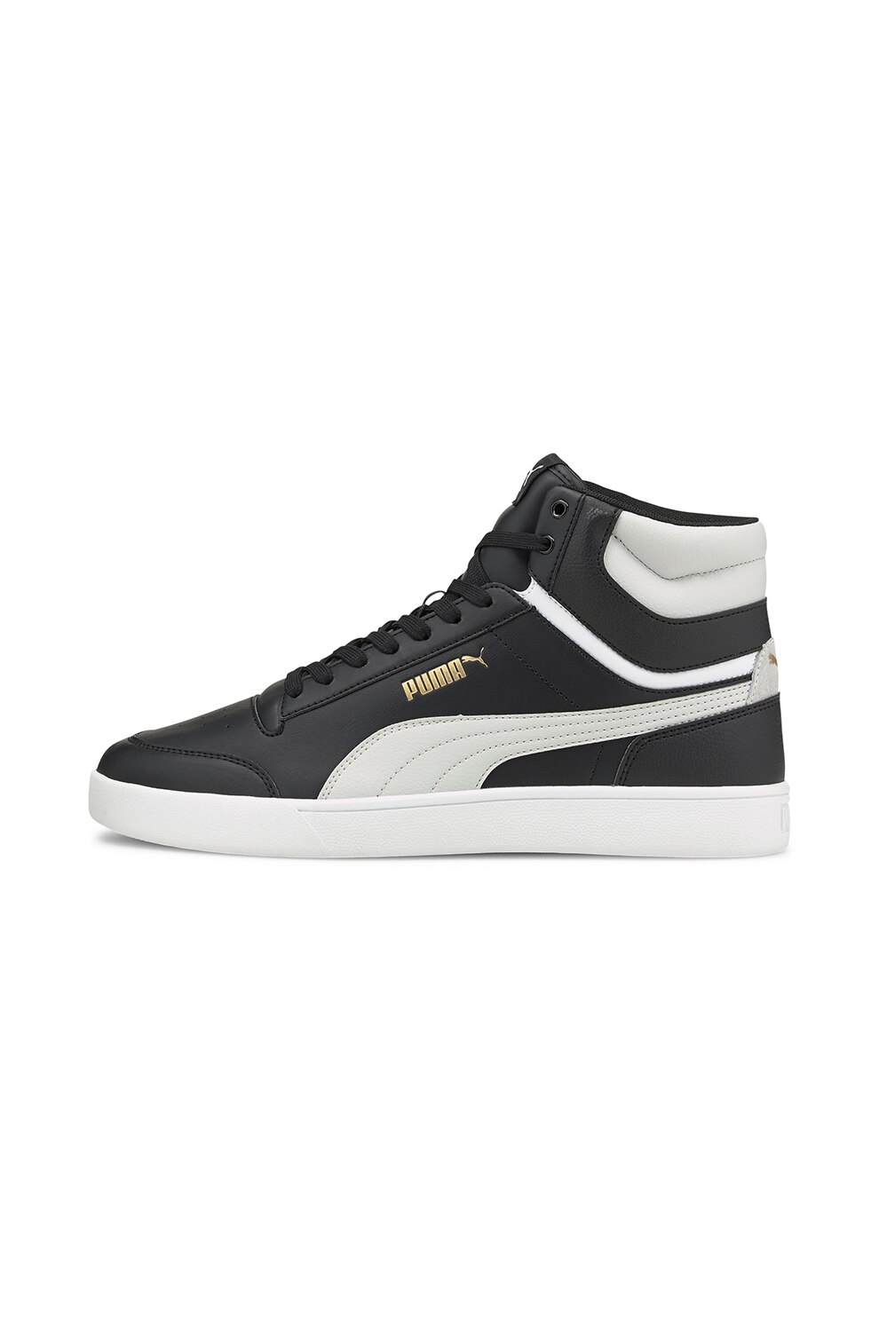Puma, Pantofi sport de piele ecologica Shuffle, Negru/Gri deschis