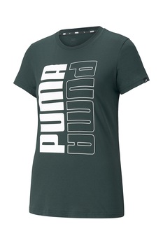 Puma - Power normál fazonú logómintás póló, Zöld/Fehér