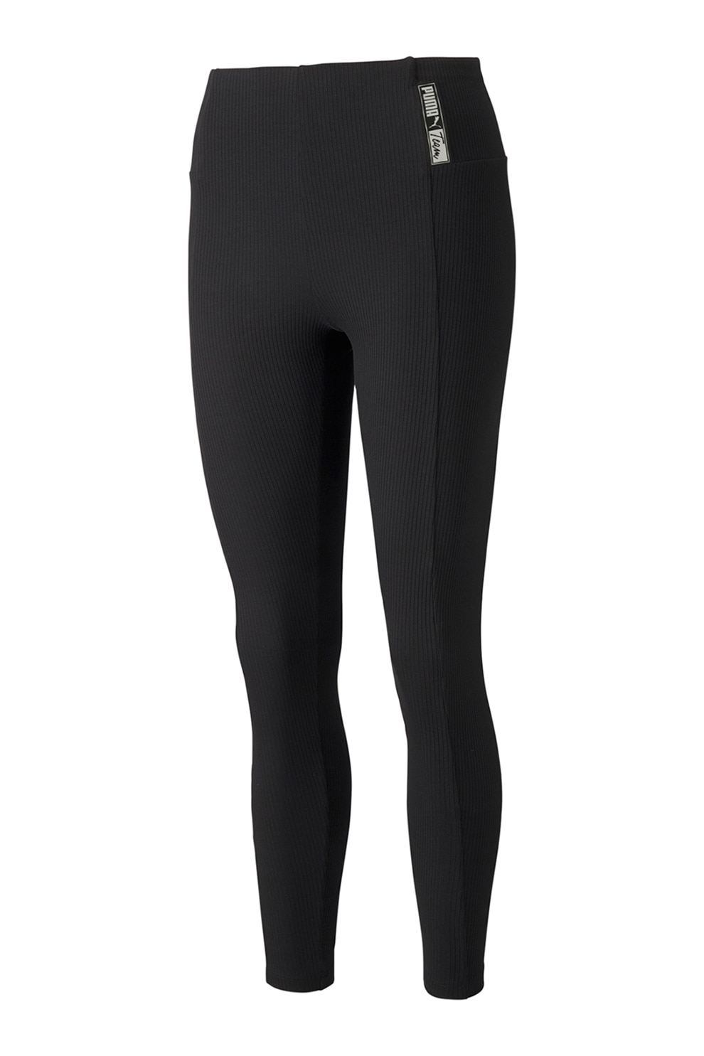 Puma, Colanti crop cu striatii si talie inalta Team, Negru