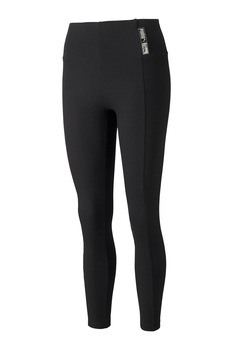 Puma, Colanti crop cu striatii si talie inalta Team, Negru Puma, Colanti crop cu striatii si talie inalta Team, Negru