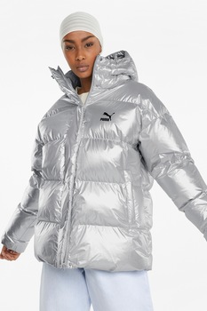 Puma, Jacheta cu fermoar si aspect matlasat Classics, Argintiu Puma, Jacheta cu fermoar si aspect matlasat Classics, Argintiu