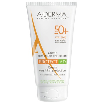 Crema cu protectie solara A-Derma Protect AD SPF 50+ pentru piele atopica, 150 ml Crema cu protectie solara A-Derma Protect AD SPF 50+ pentru piele atopica, 150 ml