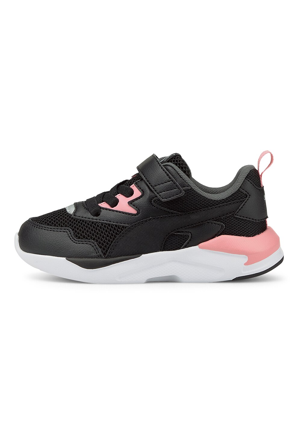 Puma, Pantofi sport cu model colorblock si velcro X-Ray Lite, Negru/Roz pastel, 27.5 EU