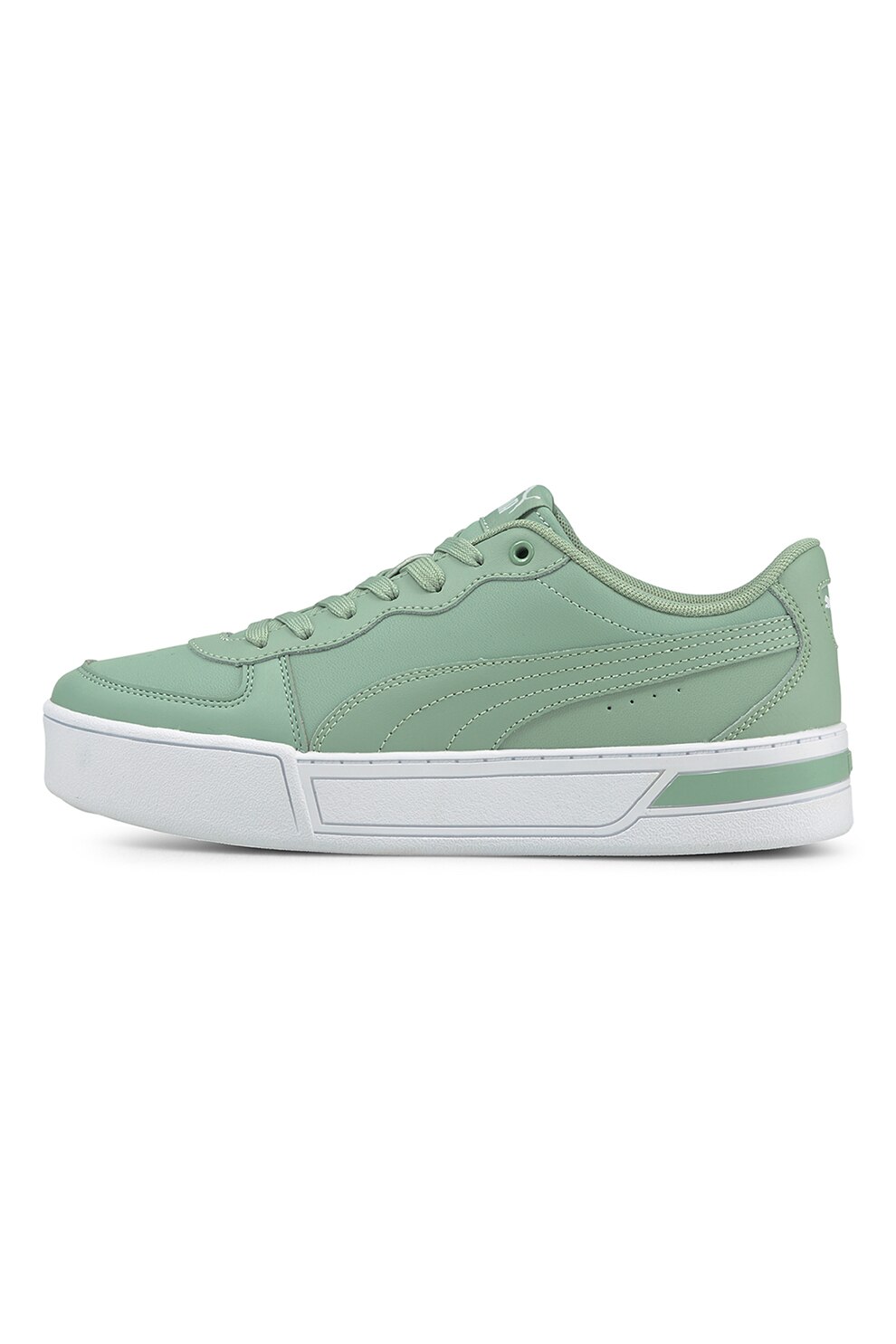 Puma, Pantofi sport de piele si piele ecologica Skye, Verde feriga