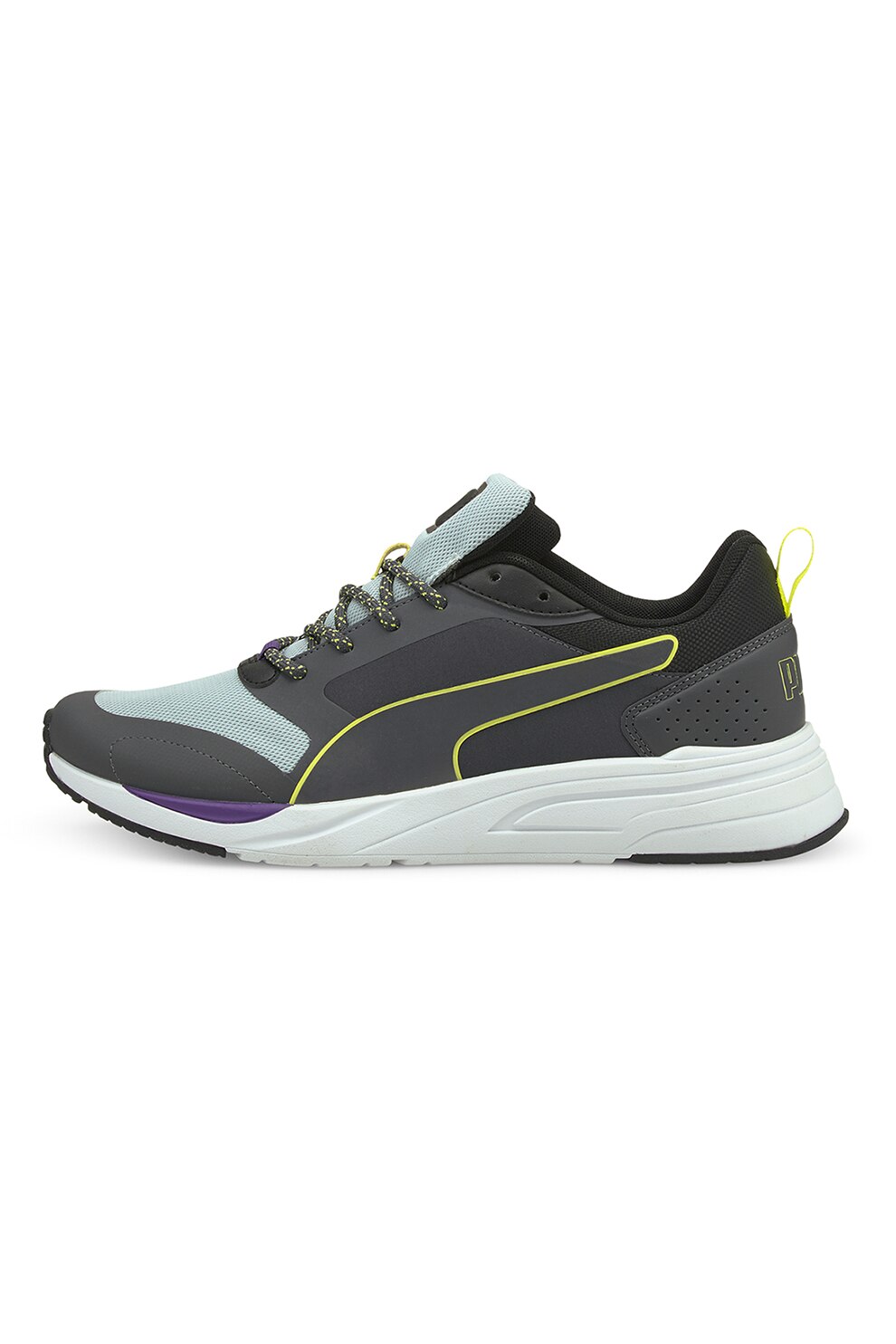 Puma, Pantofi sport din plasa Avionic, gri inchis, verde lime, albastru pastel