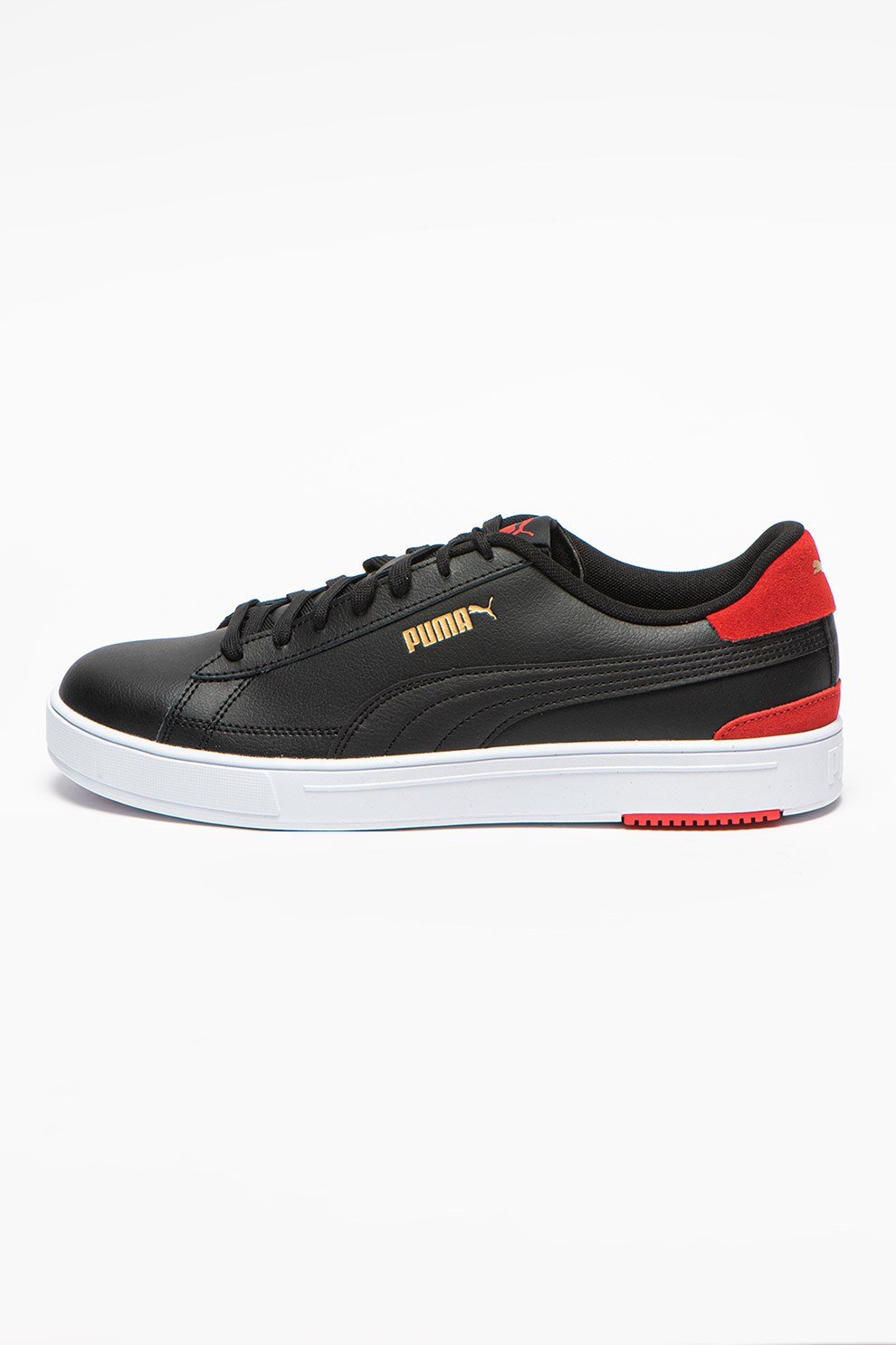Puma, Pantofi sport din piele Serve Pro, Negru/Rosu