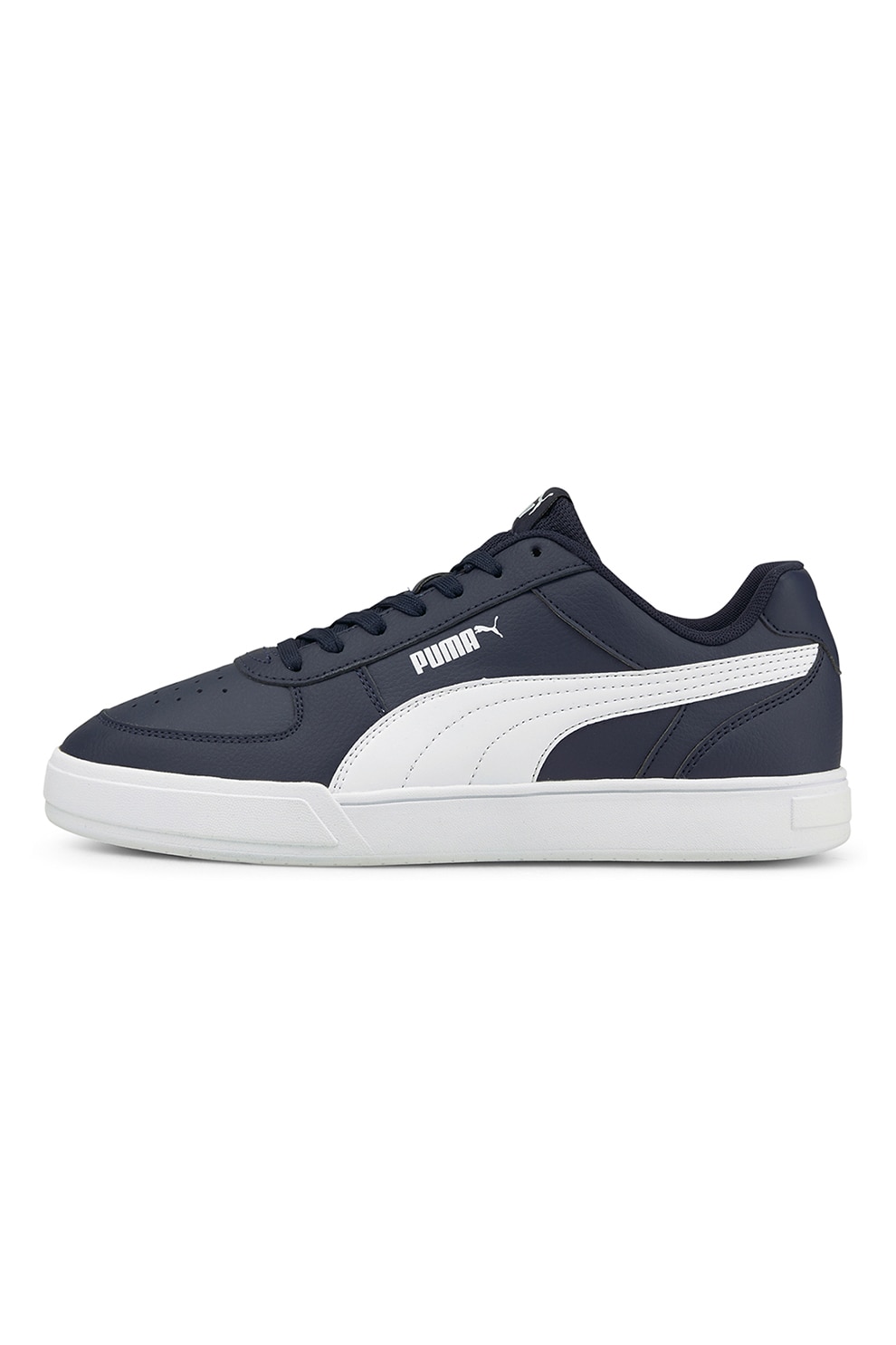 Puma, Pantofi sport de piele ecologica cu sireturi Caven, Bleumarin/Alb